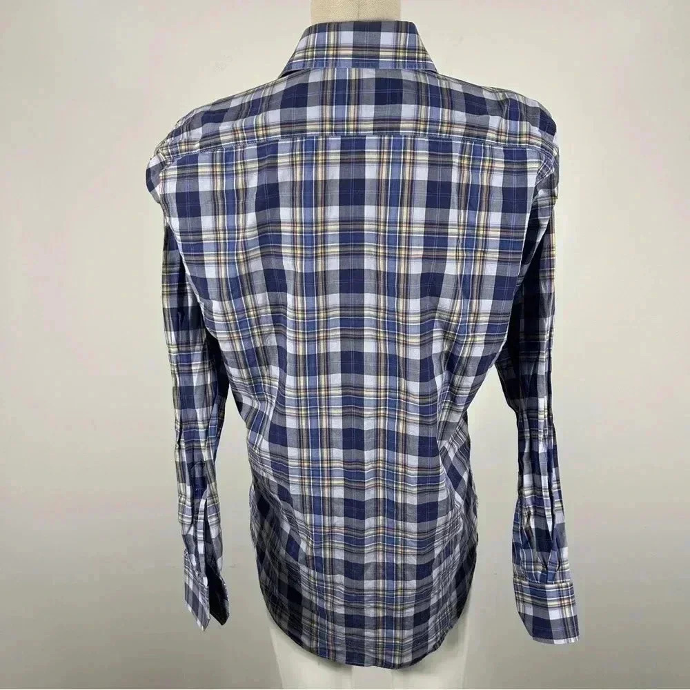 ETRO Milano Men’s Plaid Button Down Shirt - Blue/Yellow - Size 39 M - Italy❤️ - Picture 4 of 9